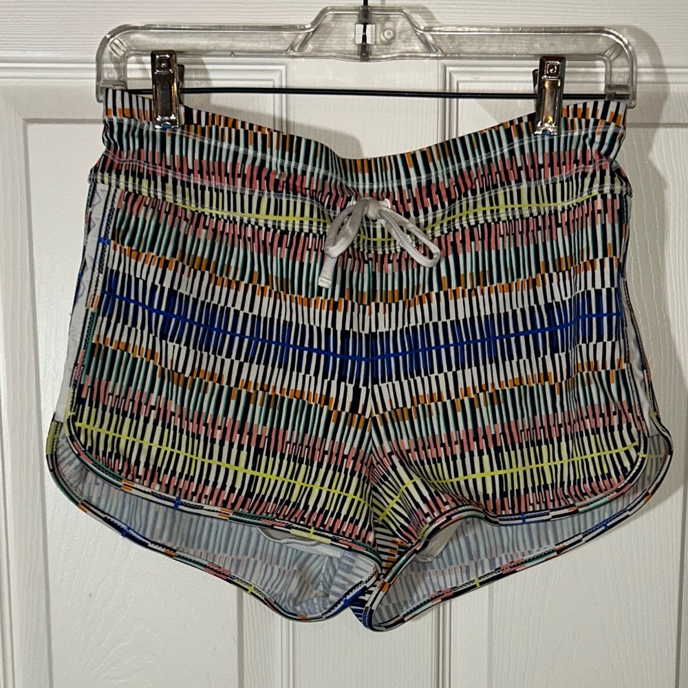 Athleta Digital Pattern Swim Athleticwear Shorts Lined Sz Small